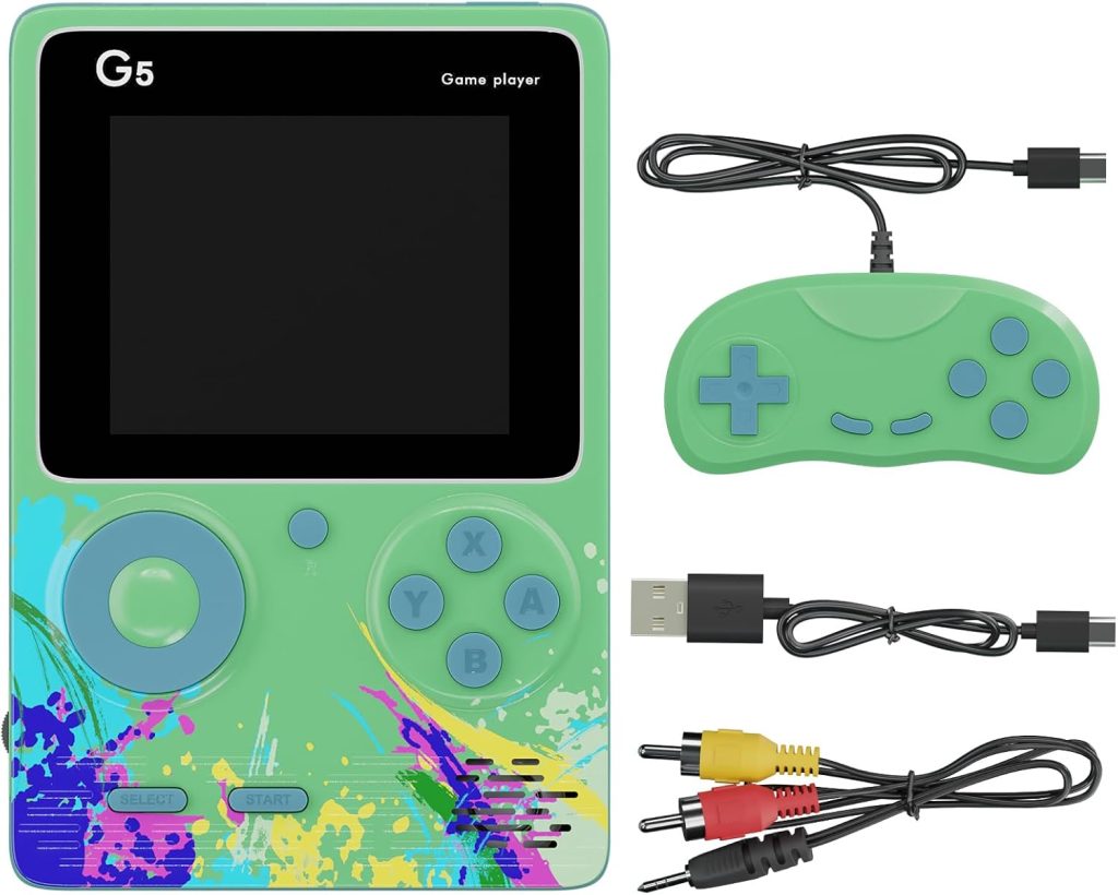 Handheld Game Console, Retro Mini Game Player,500 Classical FC Games, Support for Connecting TV & Two Players with Rechargeable Battery Gift for Kids and Adult Green Handheld Game Console, Retro Mini Game Player,500 Classical FC Games, Support for Connecting TV & Two Players with Rechargeable Battery Gift for Kids and Adult Green
