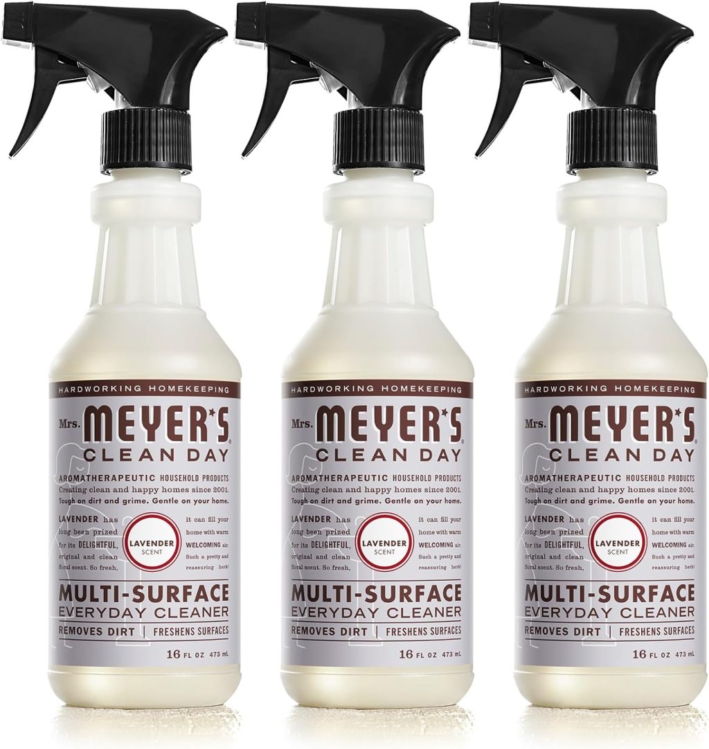 MRS. MEYER’S CLEAN DAY Multi-Surface Everyday Cleaner, Cruelty Free Formula, Lavender Scent, 16 oz- Pack of 3 MRS. MEYER’S CLEAN DAY Multi-Surface Everyday Cleaner, Cruelty Free Formula, Lavender Scent, 16 oz- Pack of 3