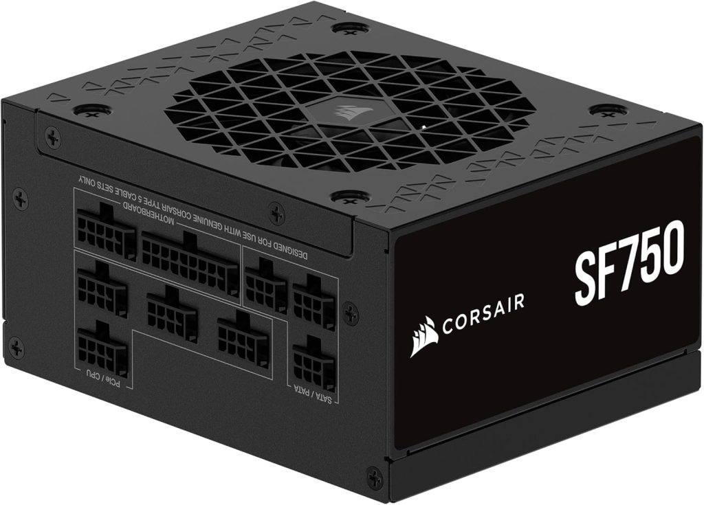 CORSAIR SF750 (2024) Fully Modular Low Noise 80 Plus Platinum ATX Power Supply – ATX 3.0 Compliant – PCIe 5.0 Ready – SFX-to-ATX Bracket Included – Black CORSAIR SF750 (2024) Fully Modular Low Noise 80 Plus Platinum ATX Power Supply – ATX 3.0 Compliant – PCIe 5.0 Ready – SFX-to-ATX Bracket Included – Black