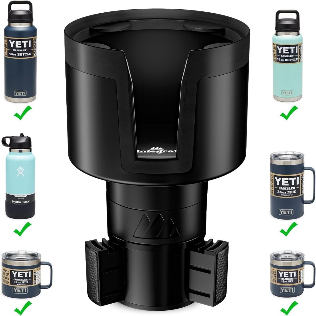 [Upgraded] Integral Ultimate Car Cup Holder Expander – Adjustable Base – Organizer & Expander for Vehicles – Compatible with Mugs, Yeti 14/24/36/46oz, Rambler, Hydro Flasks 32/40oz, 3.4″-4.0″ Bottles
