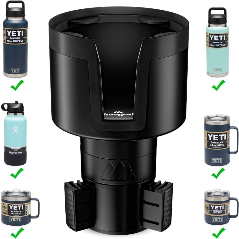 [Upgraded] Integral Ultimate Car Cup Holder Expander – Adjustable Base – Organizer & Expander for Vehicles – Compatible with Mugs, Yeti 14/24/36/46oz, Rambler, Hydro Flasks 32/40oz, 3.4″-4.0″ Bottles