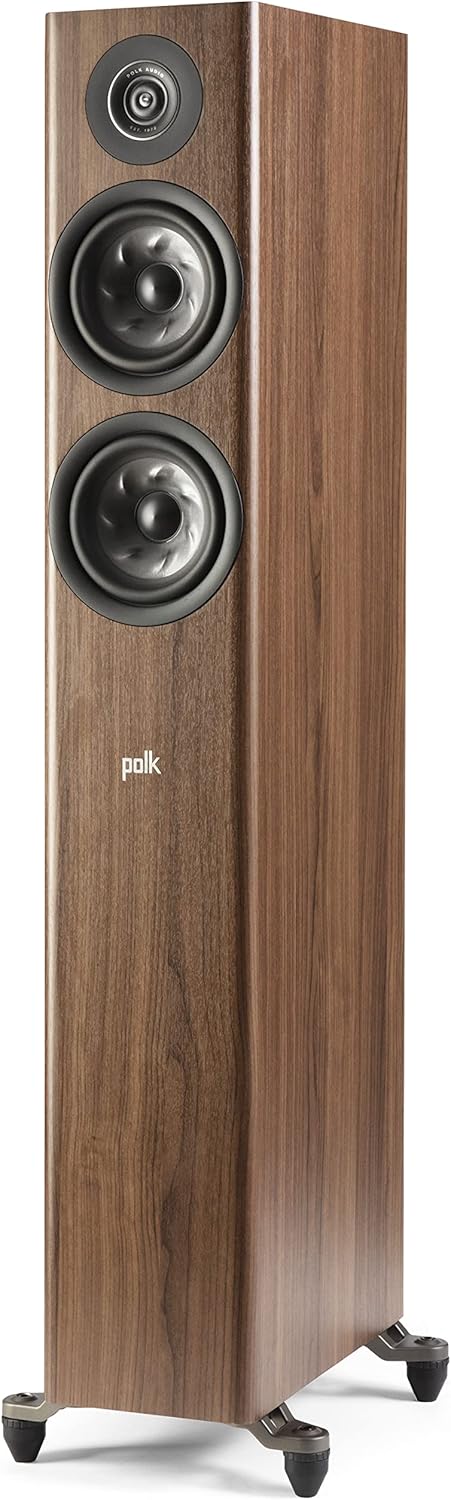 Polk Audio Reserve Series R500 Tower Speaker, 1″ Pinnacle Ring Tweeter & Dual 5.25″ Turbine Cone Woofers, Hi-Res Certified, Dolby Atmos & IMAX Enhanced for Dynamic Home Theater Audio, Walnut Brown