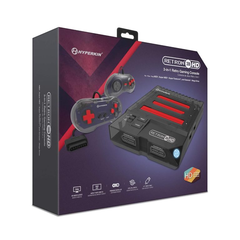 Hyperkin RetroN 3 HD 3-in-1 Retro Gaming Console for NES, Super Famicom, and Genesis/Mega Drive (Space Black), M03888-SB – Sega Genesis