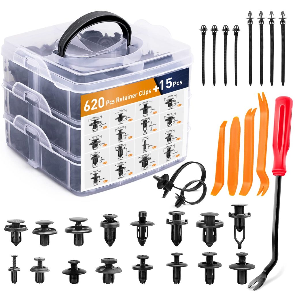 GOOACC 635Pcs Car Push Retainer Clips & Auto Fasteners Assortment -16 Most Popular Sizes Nylon Bumper Fender Rivets with 10 Cable Ties and Fasteners Remover for Toyota GM Ford Honda Acura Chrysler GOOACC 635Pcs Car Push Retainer Clips & Auto Fasteners Assortment -16 Most Popular Sizes Nylon Bumper Fender Rivets with 10 Cable Ties and Fasteners Remover for Toyota GM Ford Honda Acura Chrysler