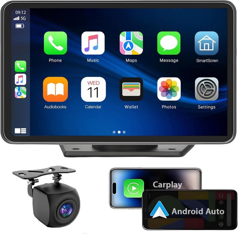 Apple Carplay Wireless Portable Touchscreen Car Stereo Bluetooth Voice Control 7″ Apple Car Play & Android Auto Car Audio HD Screen with 1080p Backup Camera GPS Navigation/Mirror Link Fits All Cars