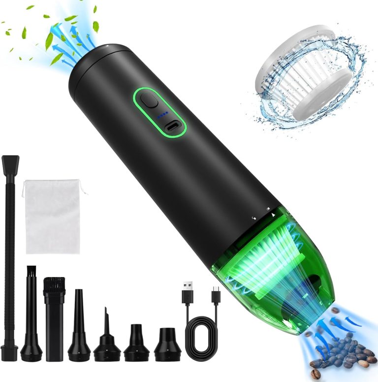 HWTONG Handheld Vacuum Cordless, 3 Gear 7500mAh Rechargeable Mini Vacuum Cleaner with 12000PA Powerful Suction, Car Vacuum Cleaner High Power with Air Blower for Home Car Office Pet Hair Electronics