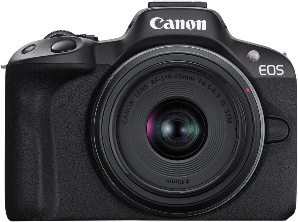 Canon EOS R50 Mirrorless Camera RF-S18-45mm F4.5-6.3 is STM Lens Kit, 24.2 Megapixel CMOS (APS-C) Sensor, 4K Video, Hybrid Camera, Photo and Video, Vlogging, Content Creator, RF Mount, Black Canon EOS R50 Mirrorless Camera RF-S18-45mm F4.5-6.3 is STM Lens Kit, 24.2 Megapixel CMOS (APS-C) Sensor, 4K Video, Hybrid Camera, Photo and Video, Vlogging, Content Creator, RF Mount, Black