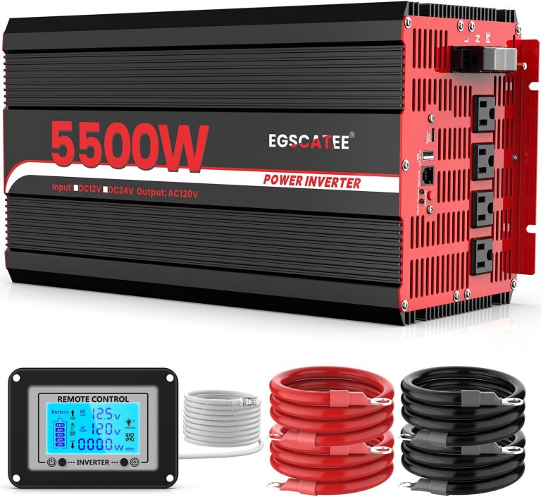 5500W Power Inverter 12V DC to 110V/120V AC Car Inverter with 4 AC Outlets,3.1A USB Port, Type-C Port, Peak Power 11000W Car Power Inverter for Vehicles, RV,Truck,Road Trip