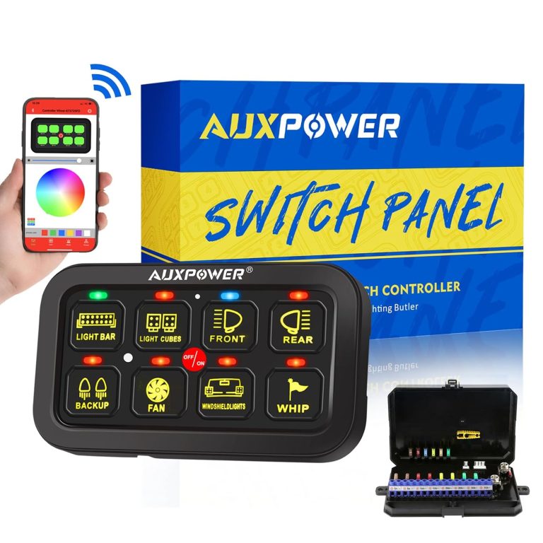 Bluetooth RGB 8 Gang Switch Panel A38 with 3 Lighting Modes LED Touch Control Panel with Automatic Dimmable Function Electronic Relay System Auxiliary Switch Pod for Trcuk Car ATV Waterproof