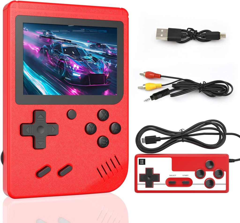 Handheld Game Console with Single Player and Multiplayer Games, 3.0 Screen Portable Video Game Console, Supporting TV Connection, Handheld Video Game Console 2-in-1 (500 Games) red