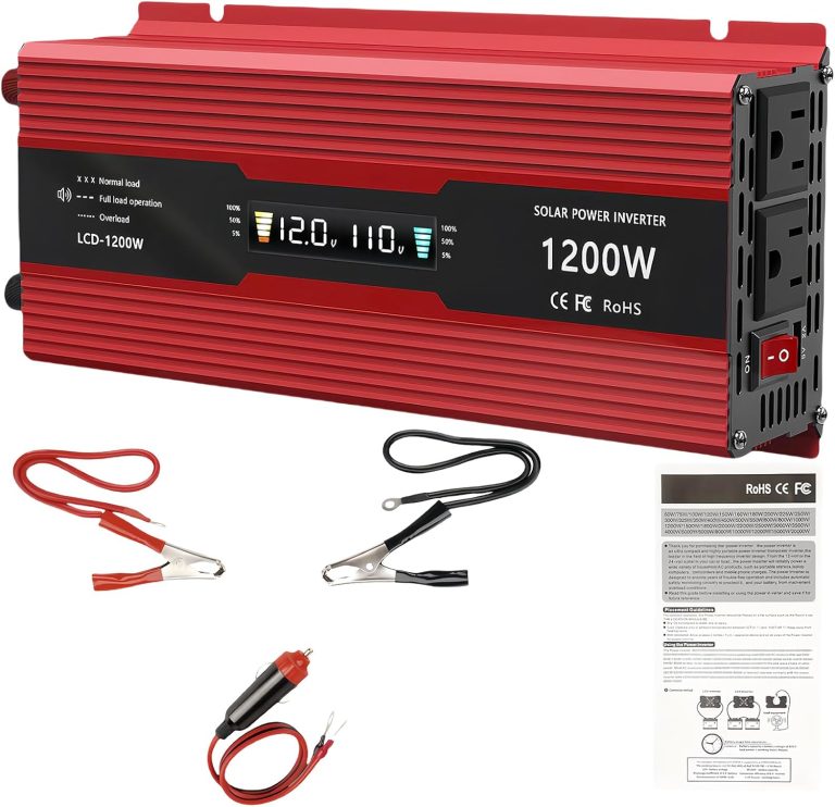 1200W Car Power Inverter for Vehicles, Power Inverter DC 12V to 110V AC Converter Vehicle Adapter Plug Outlet with AC Outlets 2A USB Charging Port, Car Outlet Adapter Inverter Charger for Car
