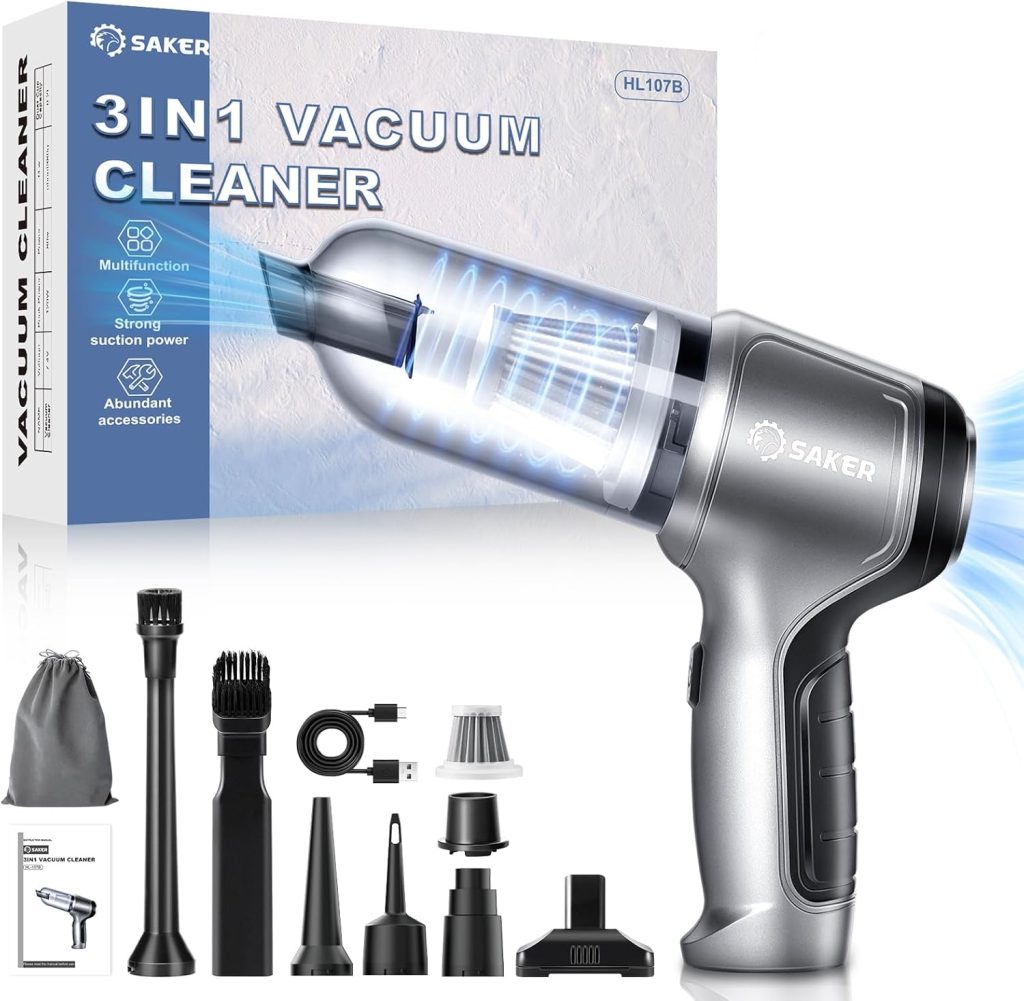 Saker Car Vacuum Portable Cordless 3 in 1 Handheld Car Vacuum 12000PA High Power with Brushless Motor and TypeC for Car,Office,Home Cleaning and Christmas HL107B Saker Car Vacuum Portable Cordless 3 in 1 Handheld Car Vacuum 12000PA High Power with Brushless Motor and TypeC for Car,Office,Home Cleaning and Christmas HL107B