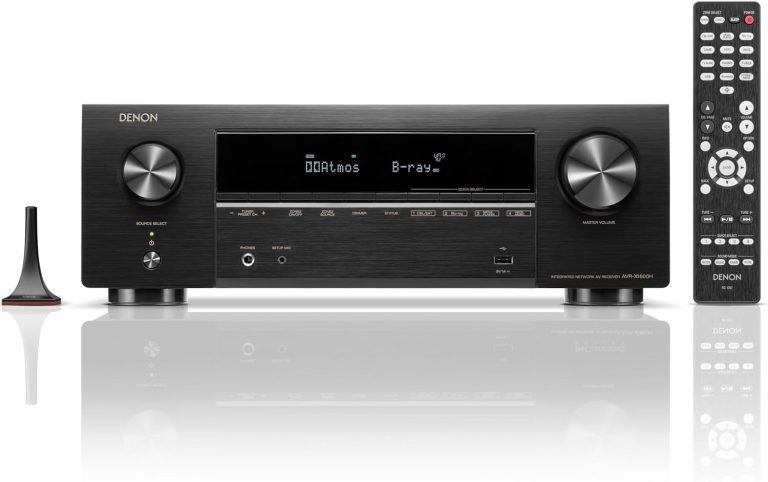 Denon AVR-X1800H 7.2 Channel AV Receiver – 80W/Channel, Wireless Streaming via Built-in HEOS, WiFi, & Bluetooth, Supports Dolby Vision, HDR10+, Dynamic HDR, and Home Automation Systems