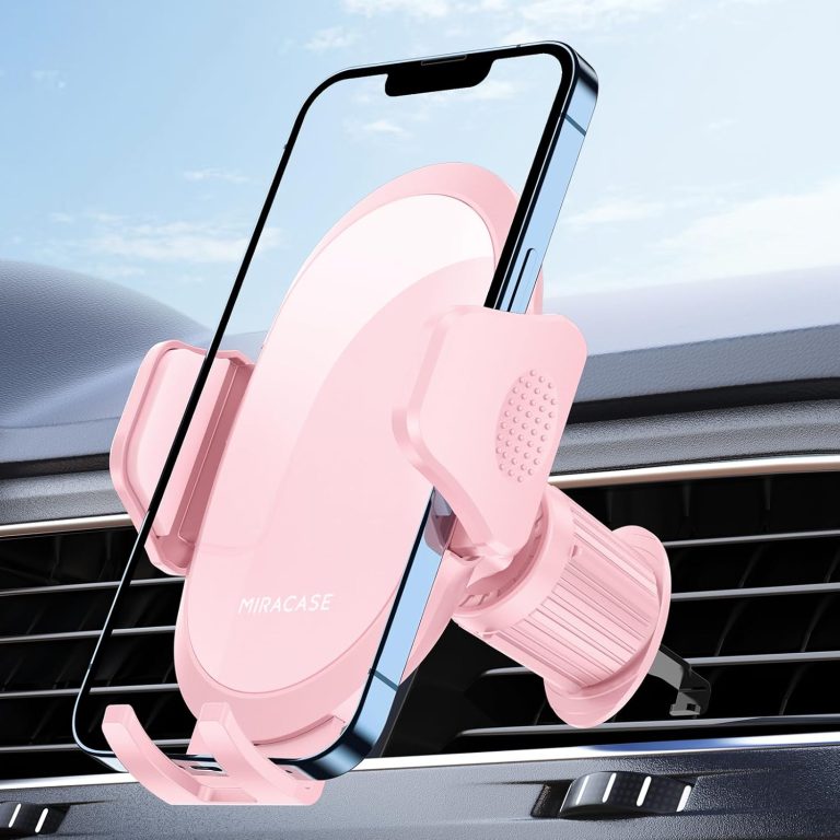 Miracase Phone Holders for Your Car with Newest Metal Hook Clip, Air Vent Cell Phone Car Mount, Hands Free Universal Automobile Cradle Fit for iPhone Android and All Smartphones (Pink)