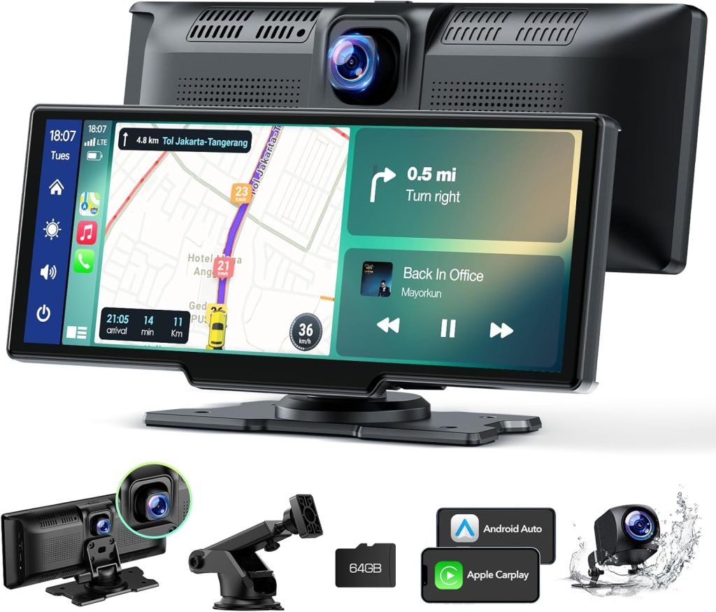 Volam Wireless Carplay Screen for Car with 2.5K Dash Cam, 1080p Backup Camera, 9.26″ Portable Car Stereo with Apple Carplay Android Auto, Mirror Link, Loop Recording, GPS Navigation, AUX/FM Volam Wireless Carplay Screen for Car with 2.5K Dash Cam, 1080p Backup Camera, 9.26″ Portable Car Stereo with Apple Carplay Android Auto, Mirror Link, Loop Recording, GPS Navigation, AUX/FM