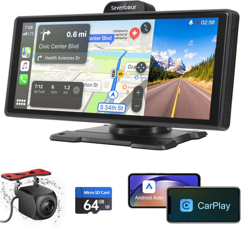 Portable Wireless Carplay Car Stereo with 4K Dash Cam, Apple CarPlay & Android Auto for Car,10.26″ HD IPS Carplay Screen for Car,Backup Camera(1080p)/Bluetooth/AUX/FM,Navigation,Car Audio Receivers