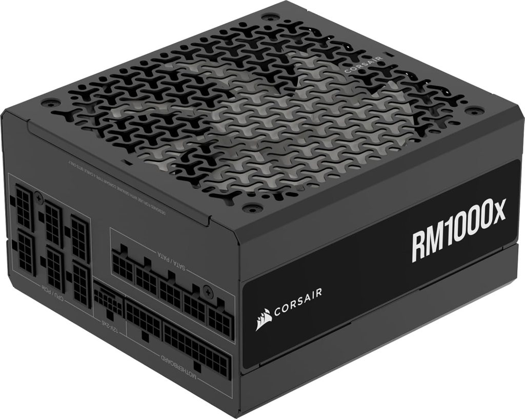 CORSAIR RM1000x Fully Modular Low-Noise ATX Power Supply – ATX 3.1 Compliant – PCIe 5.1 Support – Cybenetics Gold Efficiency – Native 12V-2×6 Connector – Black CORSAIR RM1000x Fully Modular Low-Noise ATX Power Supply – ATX 3.1 Compliant – PCIe 5.1 Support – Cybenetics Gold Efficiency – Native 12V-2×6 Connector – Black