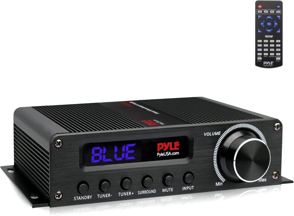 PyleUsa – Wireless Bluetooth Home Audio Amplifier – 100W 5.1 Channel Home Theater Power Stereo Receiver, Surround Sound w/HDMI, AUX, FM Antenna, Subwoofer Speaker Input, 12V Adapter, Black PyleUsa – Wireless Bluetooth Home Audio Amplifier – 100W 5.1 Channel Home Theater Power Stereo Receiver, Surround Sound w/HDMI, AUX, FM Antenna, Subwoofer Speaker Input, 12V Adapter, Black