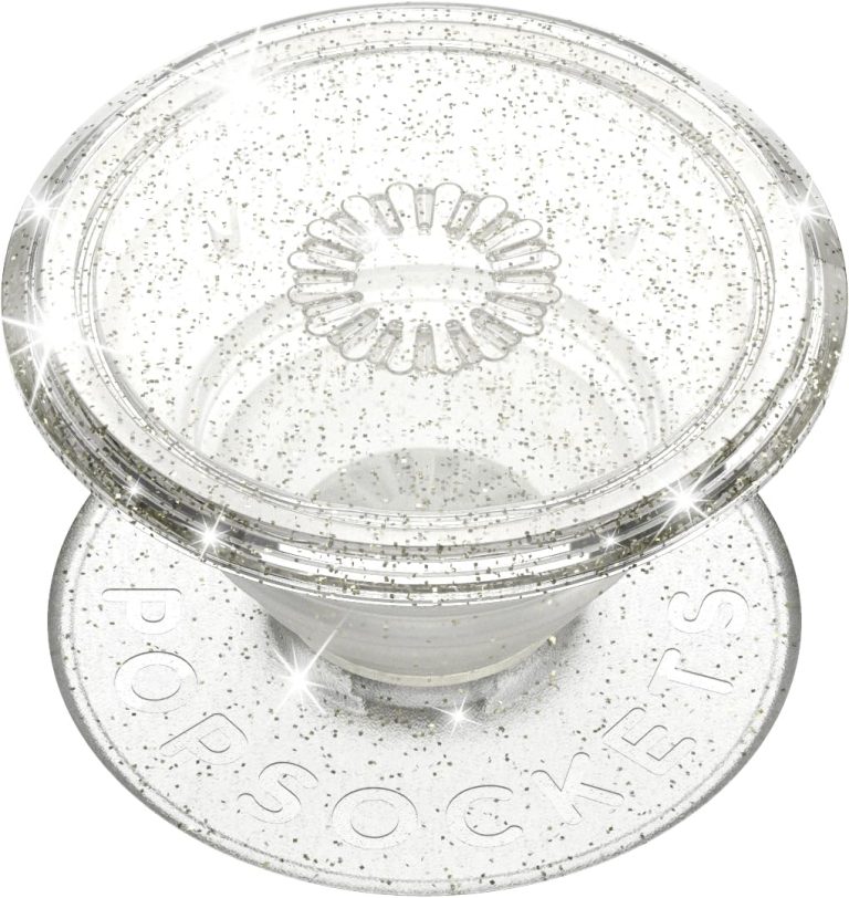 PopSockets Translucent Phone Grip with Expanding Kickstand, PopSockets for Phone, Translucent PopGrip – Clear Glitter Silver