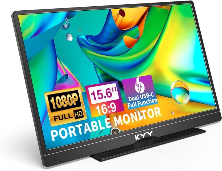 KYY Portable Monitor Latest 15.6” FHD 1080P USB-C HDMI Laptop Monitor w/Smart Cover Bag & Dual Speakers, External HDR Computer Screen, Travel Gaming Monitor for PC MAC Phone Xbox PS4/5 Switch