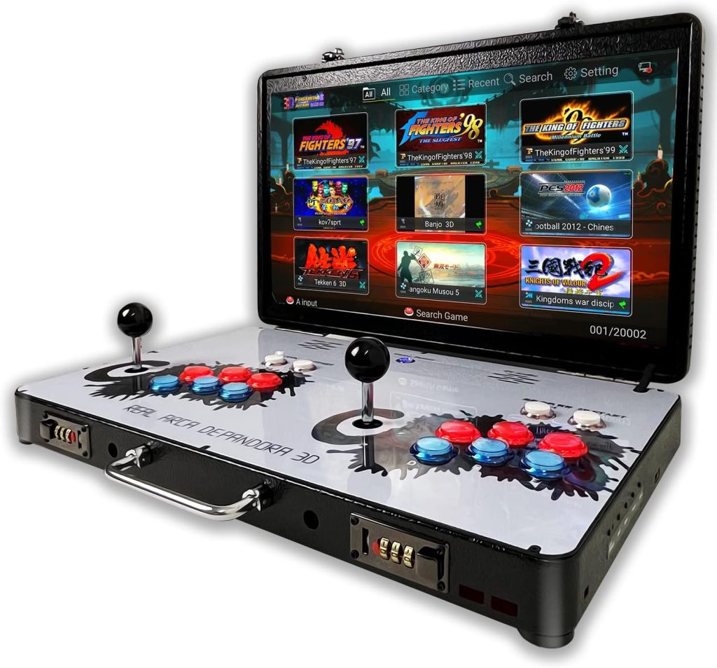 Portable 20000 in 1 Metal Box 3D Arcade Game Console, 22 inch Screen Retro Electronic Game Console, with Search/Hide/Save/Load/Pause Functions Portable 20000 in 1 Metal Box 3D Arcade Game Console, 22 inch Screen Retro Electronic Game Console, with Search/Hide/Save/Load/Pause Functions
