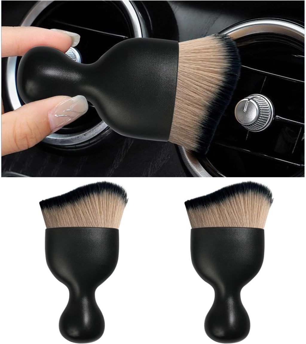 2PCS Car Interior Dust Brush, Soft Scratch Free Auto Detailing Brushes, Universal Vehicle Interior Cleaning Tool for Automotive Dashboard, Air Vents, Leather (Brown & Black) 2PCS Car Interior Dust Brush, Soft Scratch Free Auto Detailing Brushes, Universal Vehicle Interior Cleaning Tool for Automotive Dashboard, Air Vents, Leather (Brown & Black)