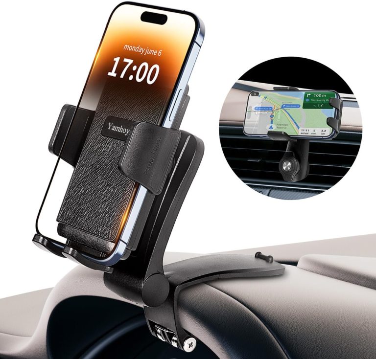 Car Phone Holder Mount Dashboard and Air Vent Cell Phone Car Mount 360 Degree Rotation Multifunctional Design Hands Free Fit for All Smartphones