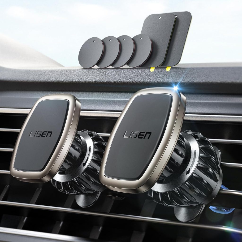 LISEN 2 Pack Magnetic Phone Holder for Your Car Mount 6 Military Magnets Car Phone Holder Mount Vent Cell Phone Holdeer Mount Vent Cell Phone Holder (Gold) LISEN 2 Pack Magnetic Phone Holder for Your Car Mount 6 Military Magnets Car Phone Holder Mount Vent Cell Phone Holdeer Mount Vent Cell Phone Holder (Gold)