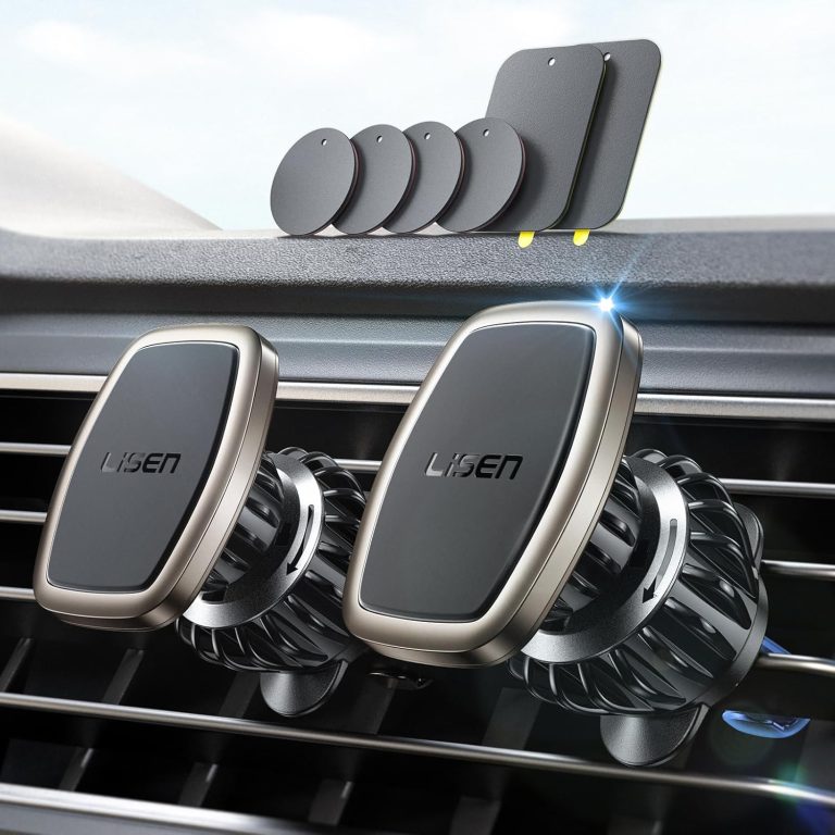 LISEN 2 Pack Magnetic Phone Holder for Your Car Mount 6 Military Magnets Car Phone Holder Mount Vent Cell Phone Holdeer Mount Vent Cell Phone Holder (Gold)
