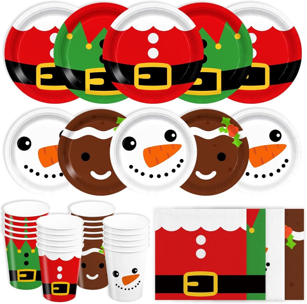 160pcs Christmas Paper Plates Napkins Christmas Party Supplies Santa Christmas Gingerbread Snowman Disposable Dinner Tableware Dessert Party Supplies Serve 40 Guests 160pcs Christmas Paper Plates Napkins Christmas Party Supplies Santa Christmas Gingerbread Snowman Disposable Dinner Tableware Dessert Party Supplies Serve 40 Guests
