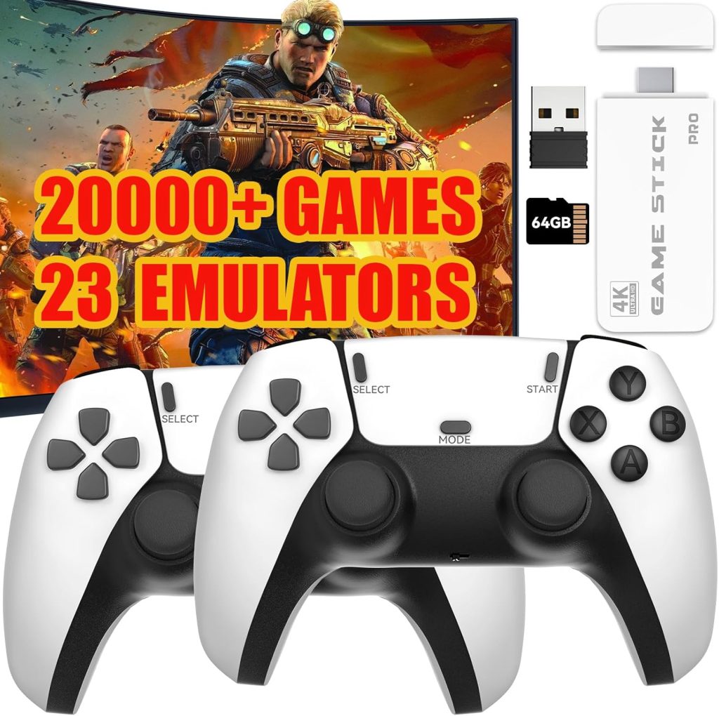 Retro Gaming Console, Plug and Play Video Games Console Wireless Game Stick with 20000+ Games Retro Handheld Game Console Built-in 23 Emulators 64G, 4K HDMI Output, 2.4G Wireless Controllers Retro Gaming Console, Plug and Play Video Games Console Wireless Game Stick with 20000+ Games Retro Handheld Game Console Built-in 23 Emulators 64G, 4K HDMI Output, 2.4G Wireless Controllers