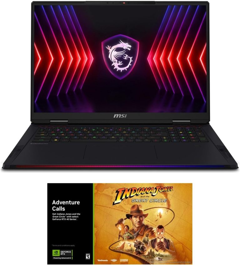 EXCaliberPC [2024] MSI Raider 18 HX A14VHG-258US (Intel Core i9-14900HX, 128GB DDR5 RAM, 2X 2TB NVMe SSD, NVIDIA GeForce RTX 4080, 18″ UHD+ 120Hz Mini LED, Windows 11 Pro) Gaming Laptop