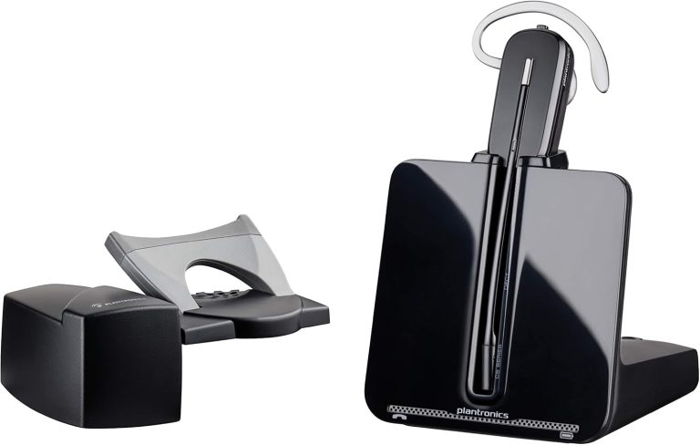 Plantronics – CS540 Wireless DECT Headset with Lifter (Poly) – Single Ear (Mono) Convertible (3 wearing styles) – Connects to Desk Phone – Noise Canceling Microphone