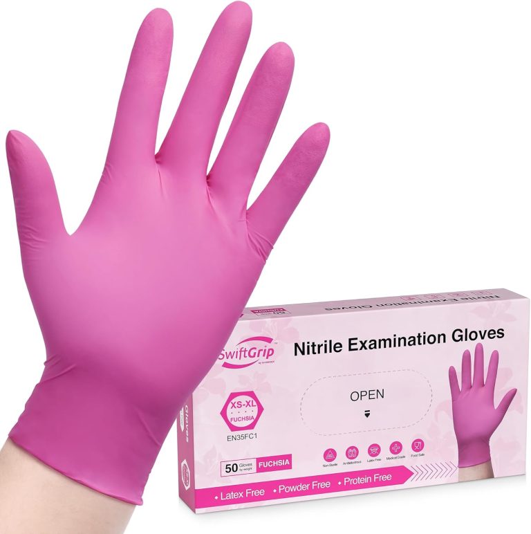 Powder-Free Nitrile Gloves, 100ct Box – 3-mil, Disposable Nitrile Gloves, Latex-Free, Powder-Free – Pink/Fuchsia