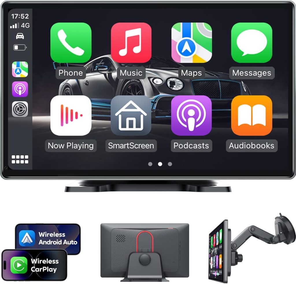 9” Wireless Carplay Screen for Car, with Wireless A-pple Carplay & Android Auto, IPS Touchscreen, GPS Navigation Car Play Screen, Portable Car Stereo – by SEETATO 9” Wireless Carplay Screen for Car, with Wireless A-pple Carplay & Android Auto, IPS Touchscreen, GPS Navigation Car Play Screen, Portable Car Stereo – by SEETATO