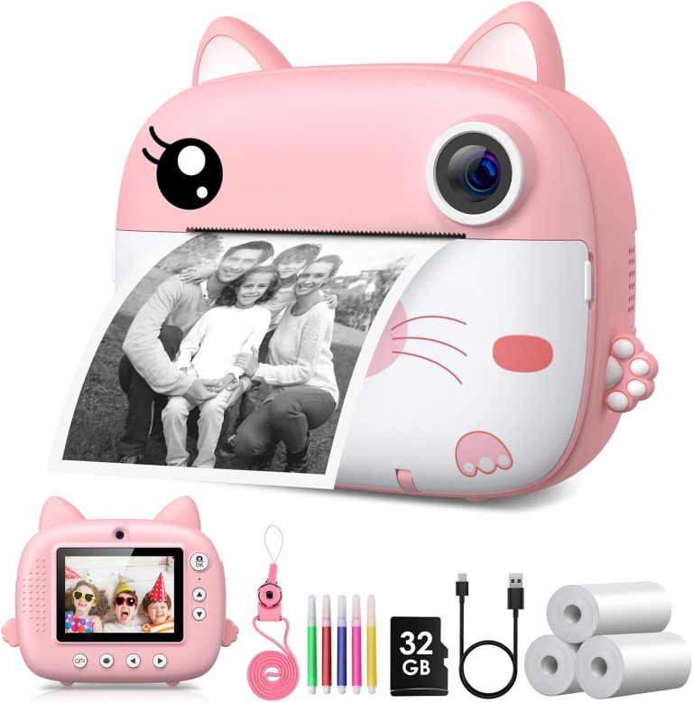 Kids Camera Instant Print,2.5K Digital Video Instant Print Camera for Kids, Selfie Toddler Cameras Print Paper & 32G Card, Christams Birthday Gifts for Girls Boys Age 3-12