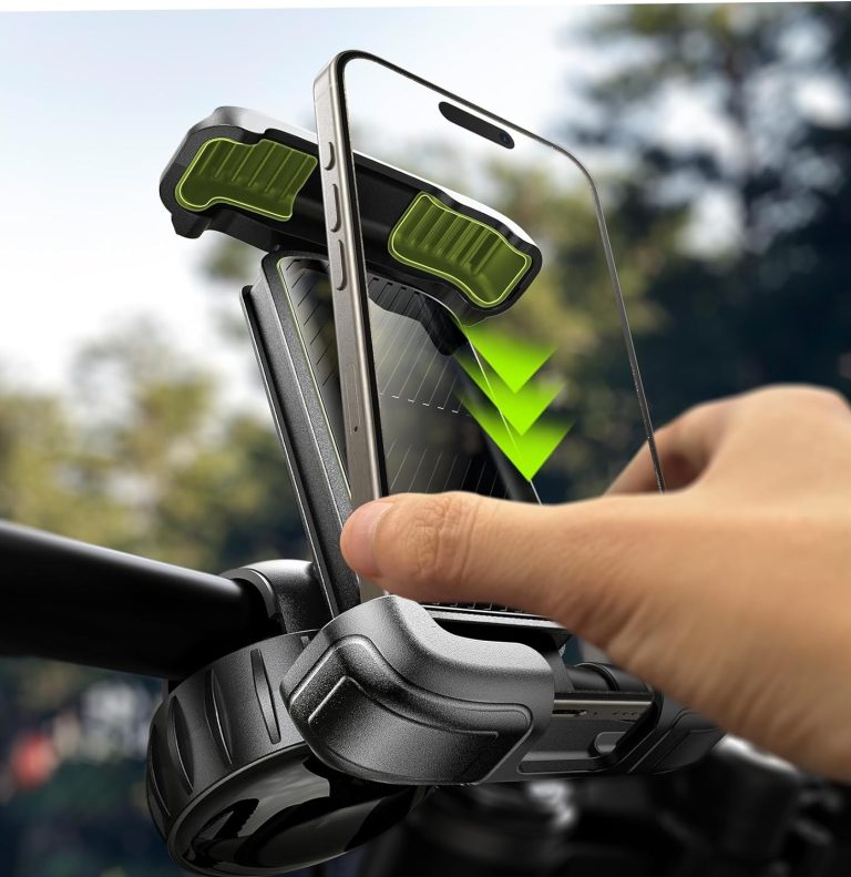 LISEN Bike Phone Holder, [2024 Upgrade] Motorcycle Phone Mount, Bicycle Phone Holder, Handlebar Phone Mount, for iPhone Bike Mount, Bike Accessories, Bicycle Accessories for iPhone 4.7-7″Phone, Black