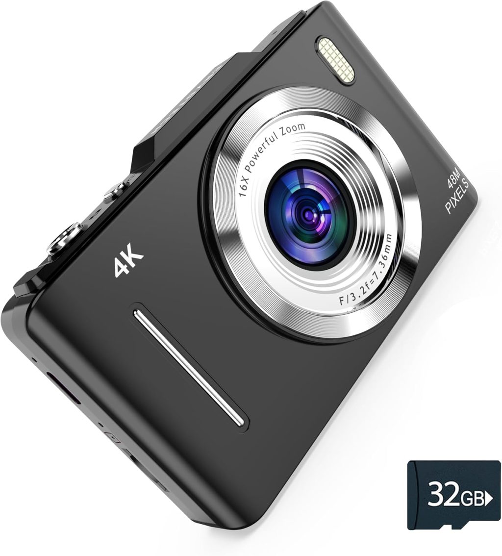 4K Digital Camera – 48MP Photos 32GB SD Card & Lanyard Included – Cameras for Photography, Vlogging Camera, Film Camera, Mini Camera, Small Camera Gift for Kids, Boys, Students & Teens 4K Digital Camera – 48MP Photos 32GB SD Card & Lanyard Included – Cameras for Photography, Vlogging Camera, Film Camera, Mini Camera, Small Camera Gift for Kids, Boys, Students & Teens