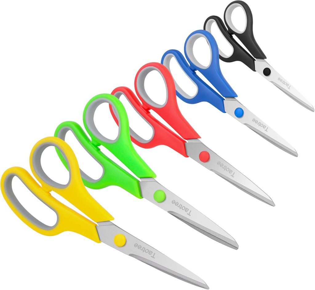 Scissors, Taotree 8″ Scissors All Purpose Bulk of 5-Pack, Sharp Scissors for Office School Supplies, Student Classroom Teacher Scissors, Craft Home Sewing Fabric Scissor, Right/Left Handed, Same Size Scissors, Taotree 8″ Scissors All Purpose Bulk of 5-Pack, Sharp Scissors for Office School Supplies, Student Classroom Teacher Scissors, Craft Home Sewing Fabric Scissor, Right/Left Handed, Same Size