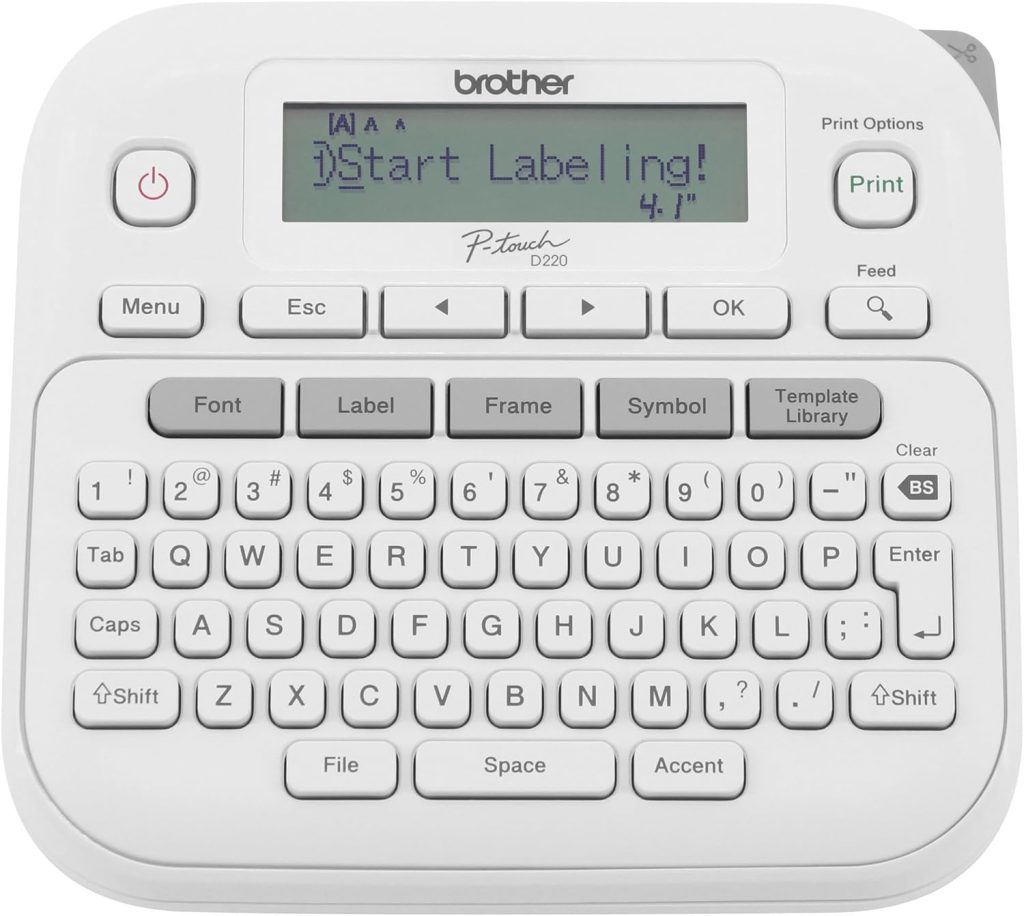 Brother P-Touch Label Maker, PTD220, Thermal, Inkless Printer for Home & Office Organization, Portable & Lightweight, QWERTY Keyboard, One-Touch Keys & 25 Pre-Set Label Templates Label Memory Brother P-Touch Label Maker, PTD220, Thermal, Inkless Printer for Home & Office Organization, Portable & Lightweight, QWERTY Keyboard, One-Touch Keys & 25 Pre-Set Label Templates Label Memory