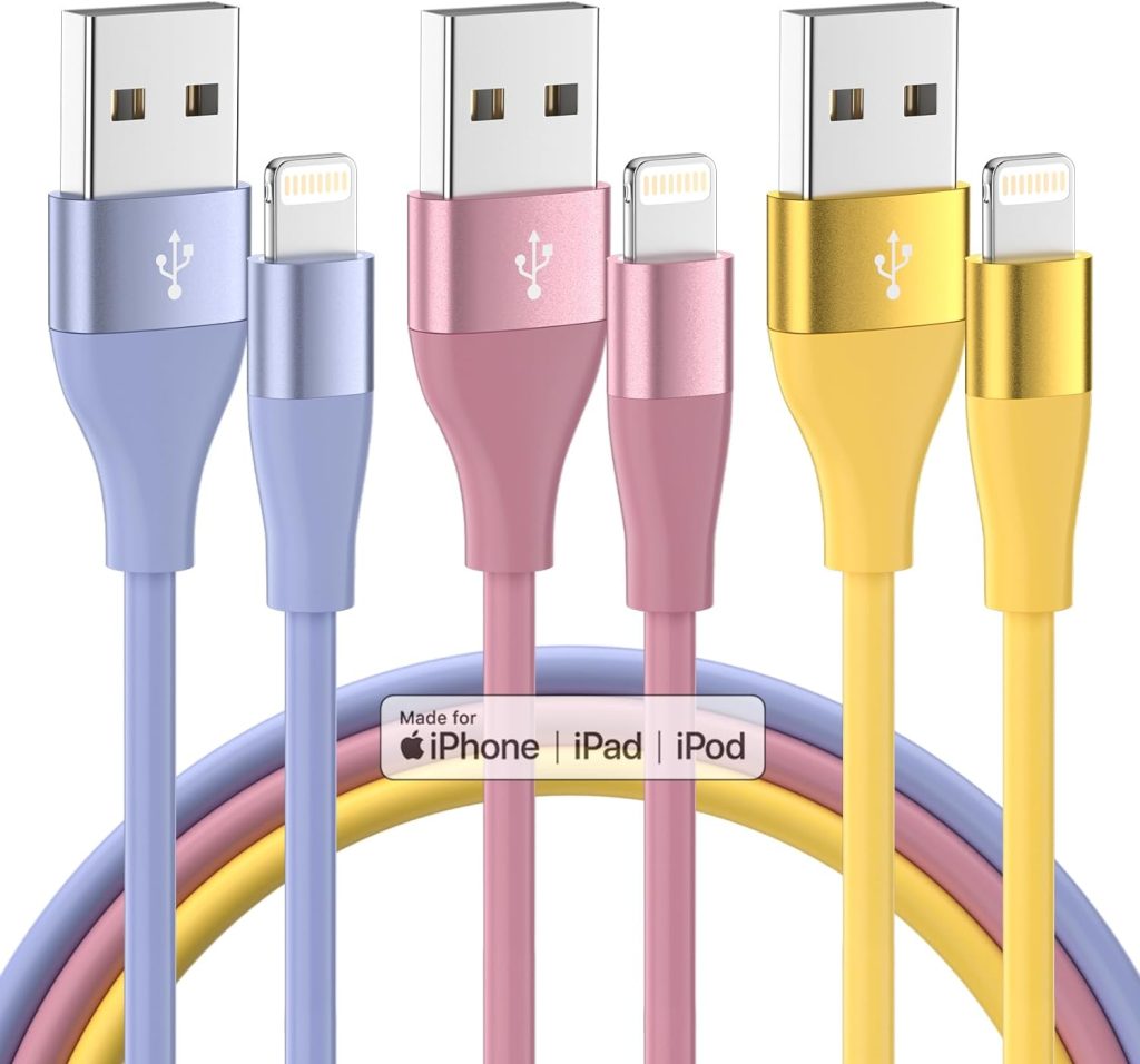 iPhone Charger 3Pack 10FT Apple MFi Certified Lightning Cable Fast Charging iPhone Charger Cord Compatible with iPhone 14 13 12 11 Pro Max XR XS X 8 7 6 Plus SE and More – Colorful iPhone Charger 3Pack 10FT Apple MFi Certified Lightning Cable Fast Charging iPhone Charger Cord Compatible with iPhone 14 13 12 11 Pro Max XR XS X 8 7 6 Plus SE and More – Colorful
