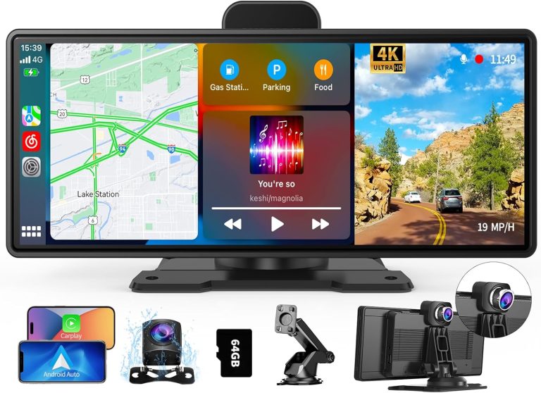 Carplay Screen for Car, Wireless Carplay & Android Auto, Portable Carplay Screen with GPS Navigation, AirPlay, BT/AUX/FM (H9 Pro+)