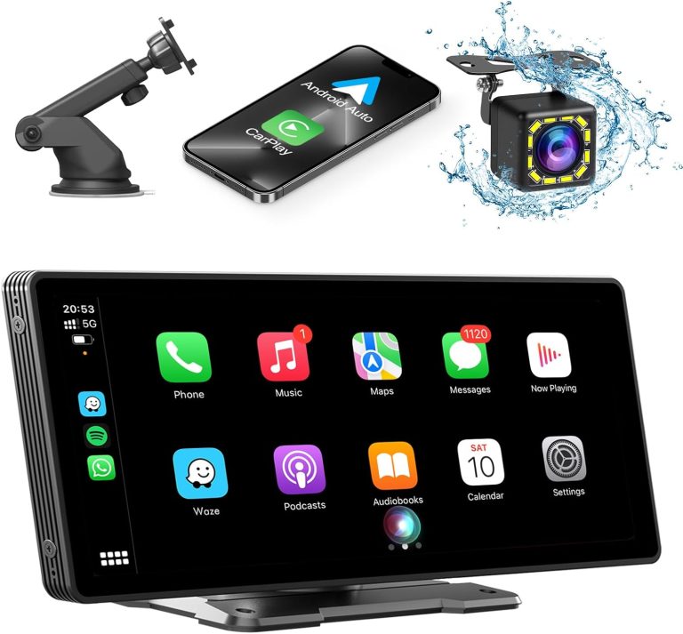 10.26″ Wireless CarPlay Screen for Car,Wireless Apple CarPlay & Android Auto,Portable Car Stereo with GPS Navigation,Backup Camera,Bluetooth,Mirror Link,Drive Play,Touch Screen for All Vehicles