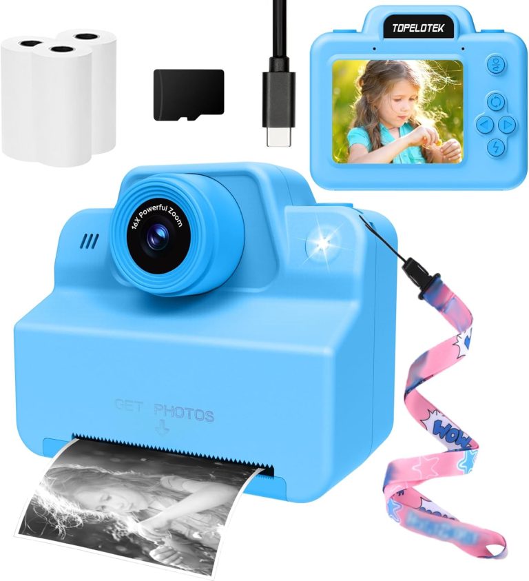 Kids Camera Instant Print Photos, Instant Print Camera for Kids Instant Camera Print Pictures Instantly, Toy Camera Instant Print Toddler Camera for Girls Boys 3 4 5 6 7 8 9 10 11 12 Years (Blue)