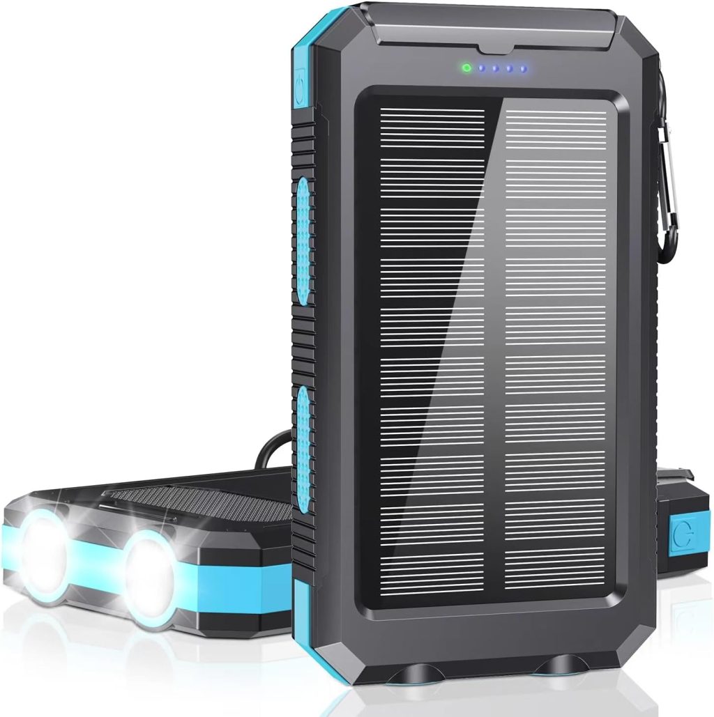 Solar Charger Power Bank – 36800mAh Type-C 5V3.1A Fast Charging Power Bank. Equipped with a Powerful Flashlight, Compass, IP65 Outdoor Waterproof Portable Power Bank (Blue) Solar Charger Power Bank – 36800mAh Type-C 5V3.1A Fast Charging Power Bank. Equipped with a Powerful Flashlight, Compass, IP65 Outdoor Waterproof Portable Power Bank (Blue)