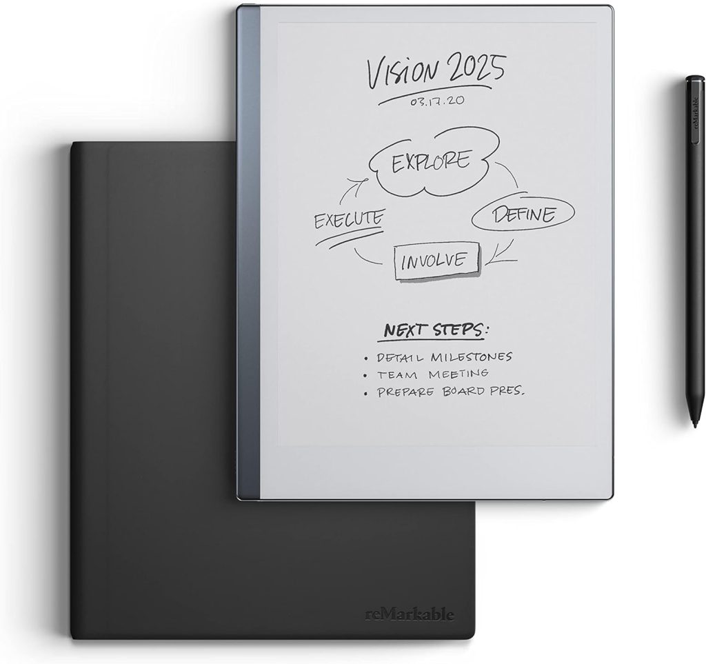 reMarkable Essentials Bundle – Black | reMarkable 2 Paper Tablet | Includes 10.3” reMarkable Tablet, Marker Plus Pen with Eraser, Book Folio Cover in Black Leather, and Free Connect Trial reMarkable Essentials Bundle – Black | reMarkable 2 Paper Tablet | Includes 10.3” reMarkable Tablet, Marker Plus Pen with Eraser, Book Folio Cover in Black Leather, and Free Connect Trial