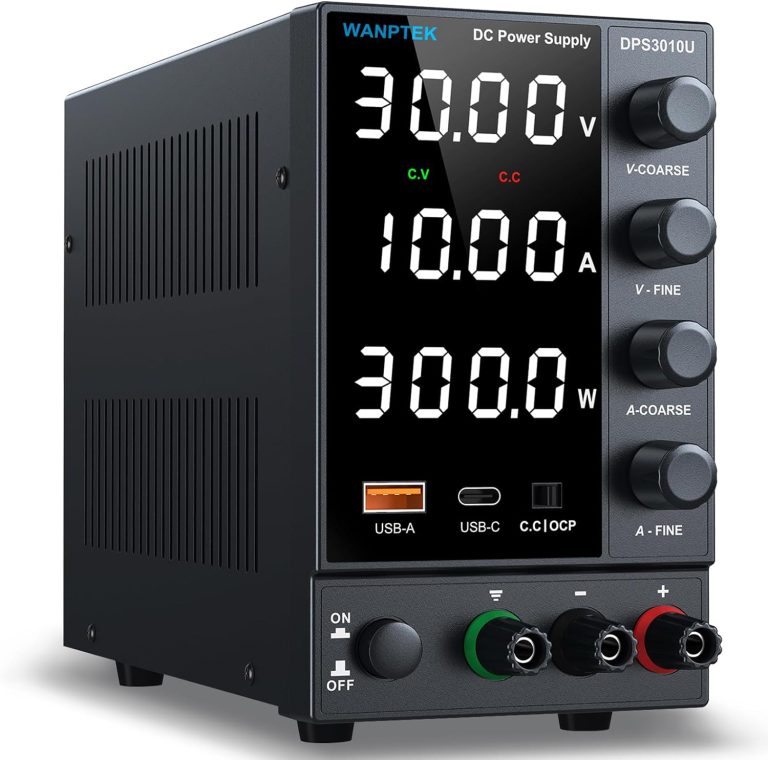 DC Power Supply, Bench Power Supply with Encoder Knob, Adjustable Regulated Power Supply with 5V 3.6A USB & Type-C Quick-Charge, Variable Power Supply with Overcurrent Protection (0-30V 0-10A)