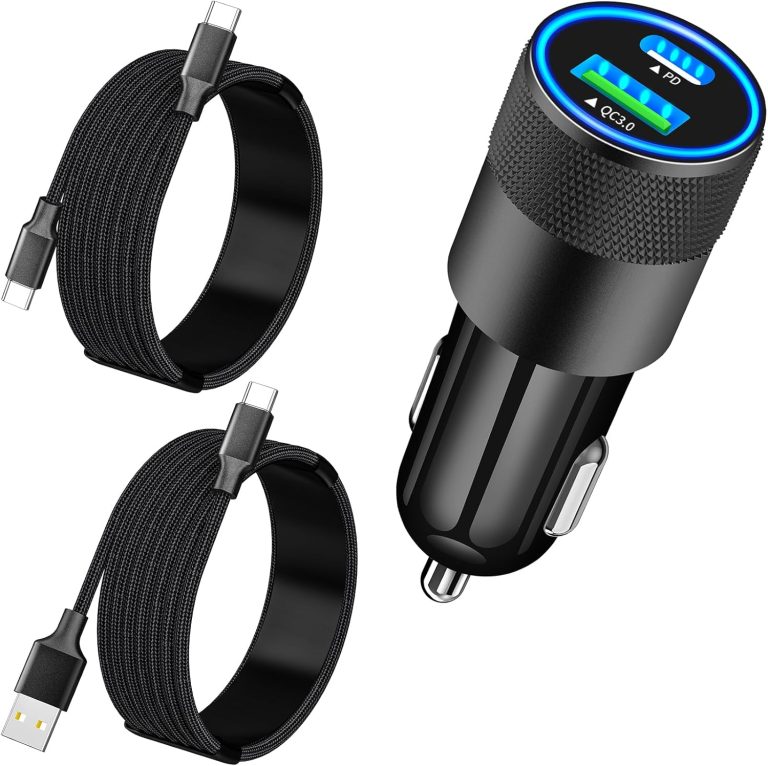 【Apple MFi Certified】iPhone 16 Car Charger Fast Charging, Braveridge 66W PD&QC3.0 USB-C Power Cigarette Lighter Charger + 2Pack Type-C Braided Cable for iPhone 16 Pro/16 Plus/16 Pro Max/15/15 Pro/iPad