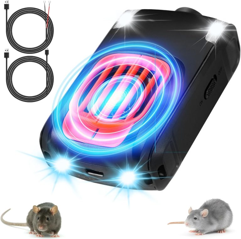 Qualirey 1 Piece Rodent Repellent for Car Engines, Ultrasonic Animal Under Hood Repellent, Electronic Repeller Type C Power Supply Operated Rat Strobe Light Mouse Repelling Device for Car Engine