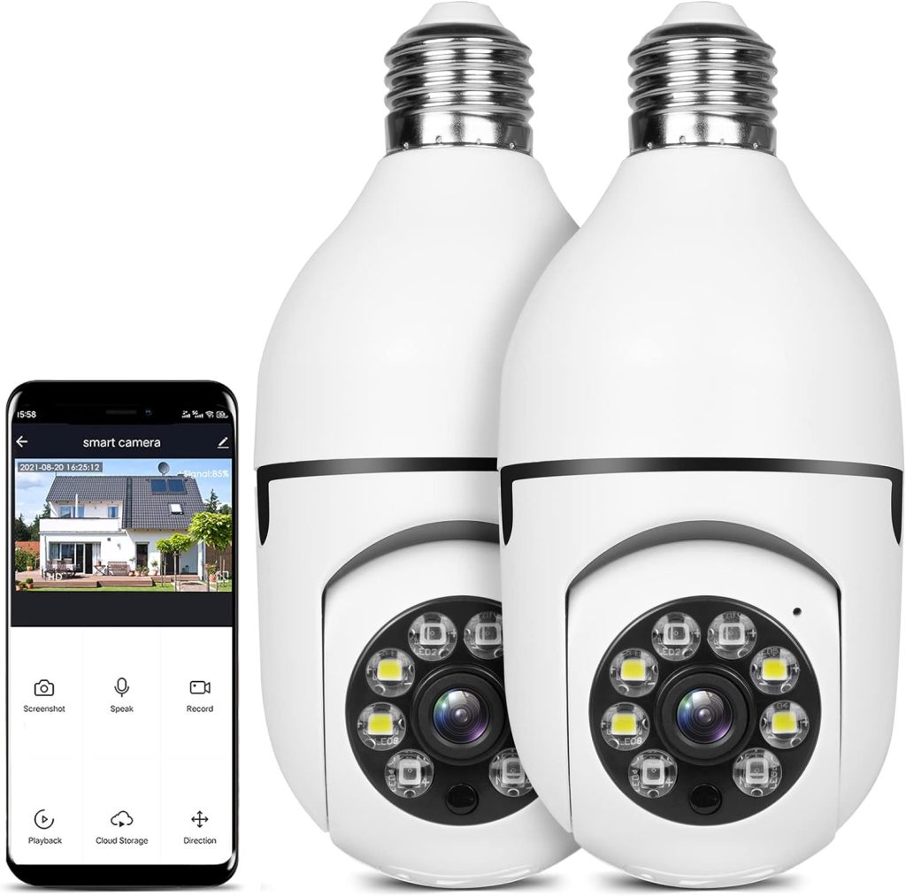 UPULTRA Light Bulb Camera Security Camera 2packs 1080P Wireless WiFi Outdoor Home IP Camera E27 360 Degree Panoramic,Motion Detection and Alarm,Two-Way Audio,Night Vision UPULTRA Light Bulb Camera Security Camera 2packs 1080P Wireless WiFi Outdoor Home IP Camera E27 360 Degree Panoramic,Motion Detection and Alarm,Two-Way Audio,Night Vision